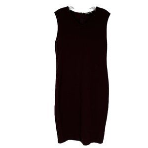 Vince Chocolate Brown High V-Neck Cap Sleeve Knee Length Sheath Dress 12